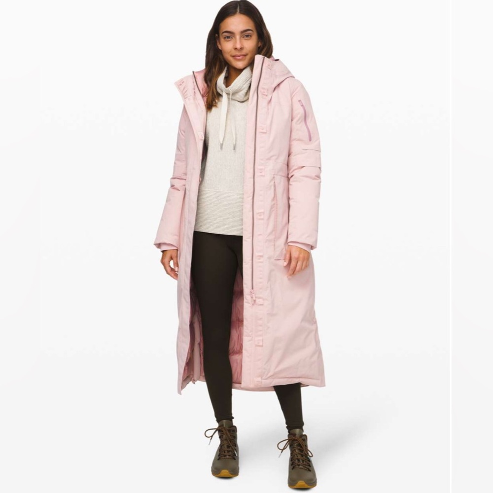 Lululemon Winter Warrior Long Parka size 4, Porcelain Pink, GUC